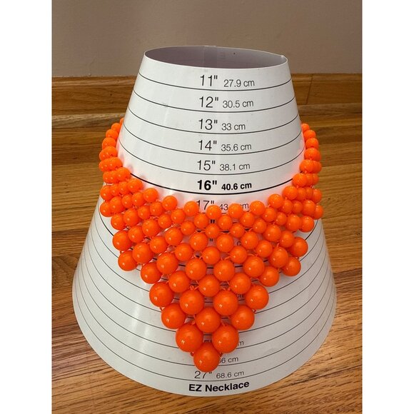 Chunky Orange Beaded Bib Statement Necklace Adjustable Gold Chain Amrita Singh - Picture 4 of 4